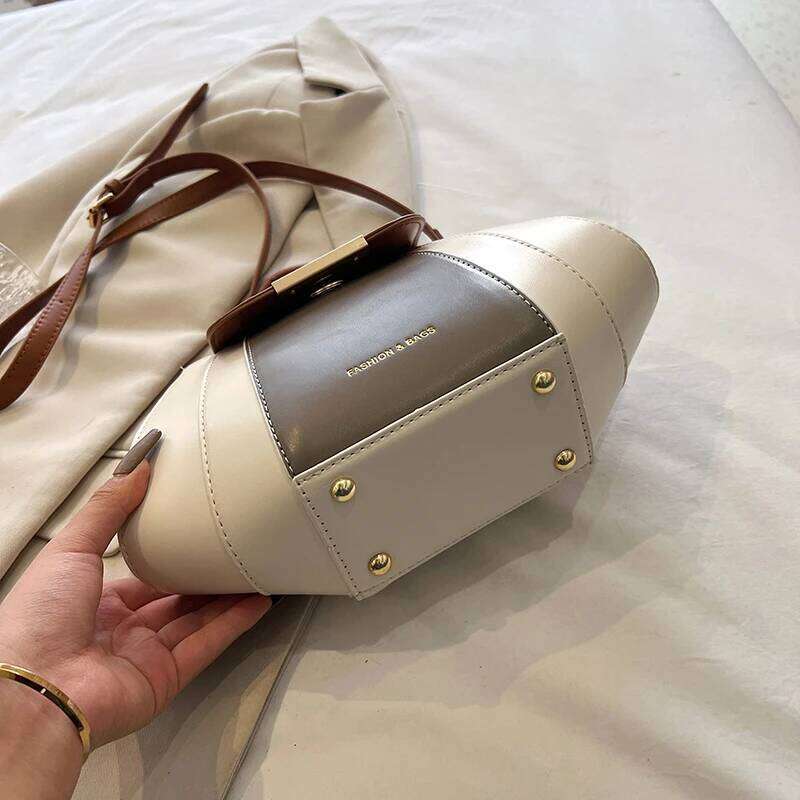 Contrast Color Top-Handle Bags For Women Patchwork Big Capacity Shoulder Crossbody Shell Bag Designer Handbags