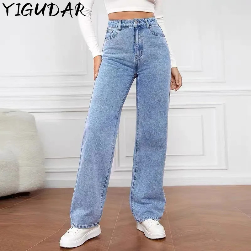 Womens High Waist Stretch Washed Denim Fashionable Straight Jeans Pant jeans black pants woman clothing 250516Z