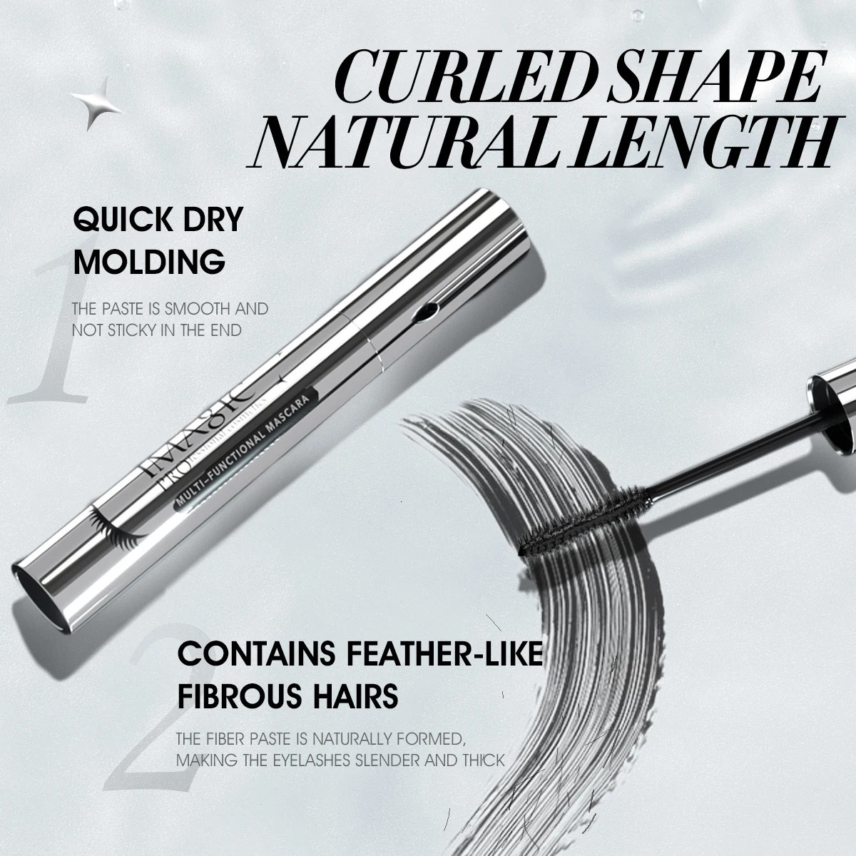 IMAGIC Black Mascara 4D Silk Fiber Waterproof Long Lasting Extension Volume Thick Effet Lengthens Eyelashes Eye Makeup Cosmetics 250523