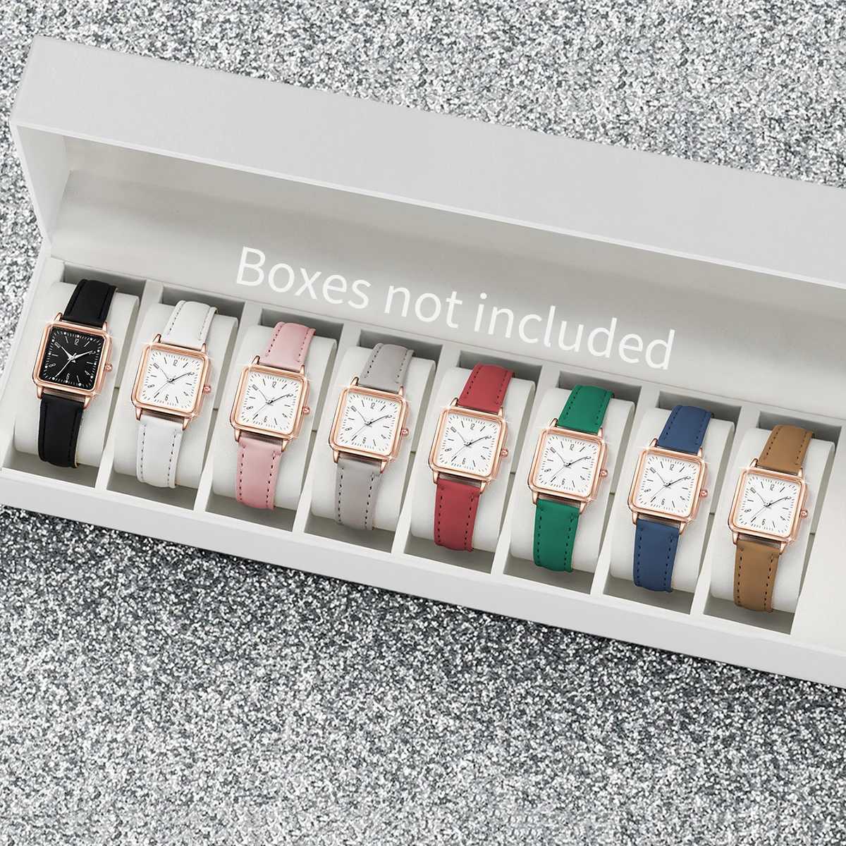 8Pcs/Set Fashion Womens Watch Sweet and Elegant Academy Style Leather Quartz Watch Set (Box Not Included) XJ250527