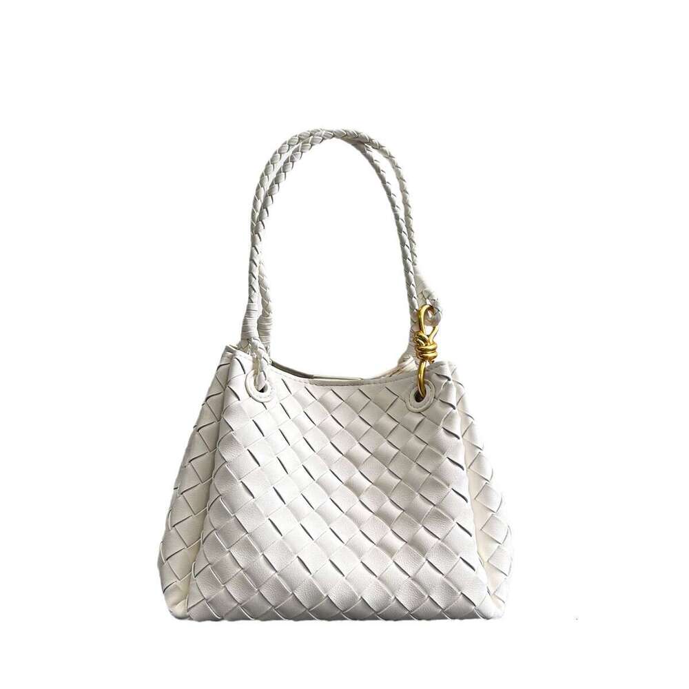 Tote Bag Braided Handbag New Genuine Leather Woven Parachute Shu Qi Same Style Handheld Basket Large Capacity Cowhide Bucket Bag Shoulder Bag