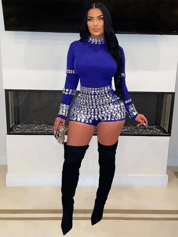 Summer Clothes Women 2025 Leisure Party Fashion Hot Diamond Slim Fit Long Sleeved Jumpsuit for Wholesale Dropshipping