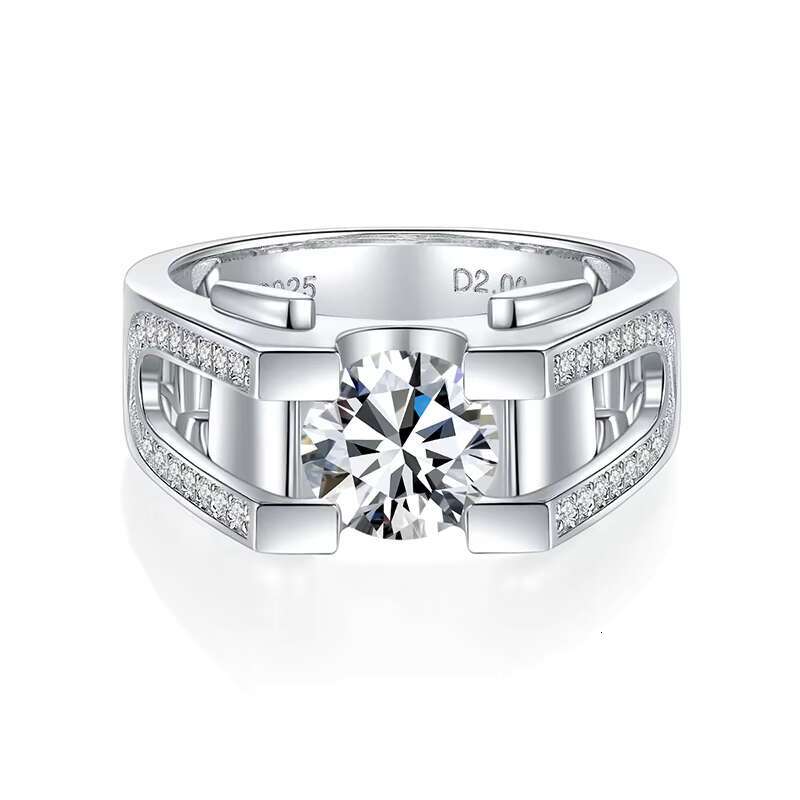 MSR2034 Beautiful Moissanite Ring Iced Out Mens Ring 925 Sterling Silver Engagement Wedding Rings