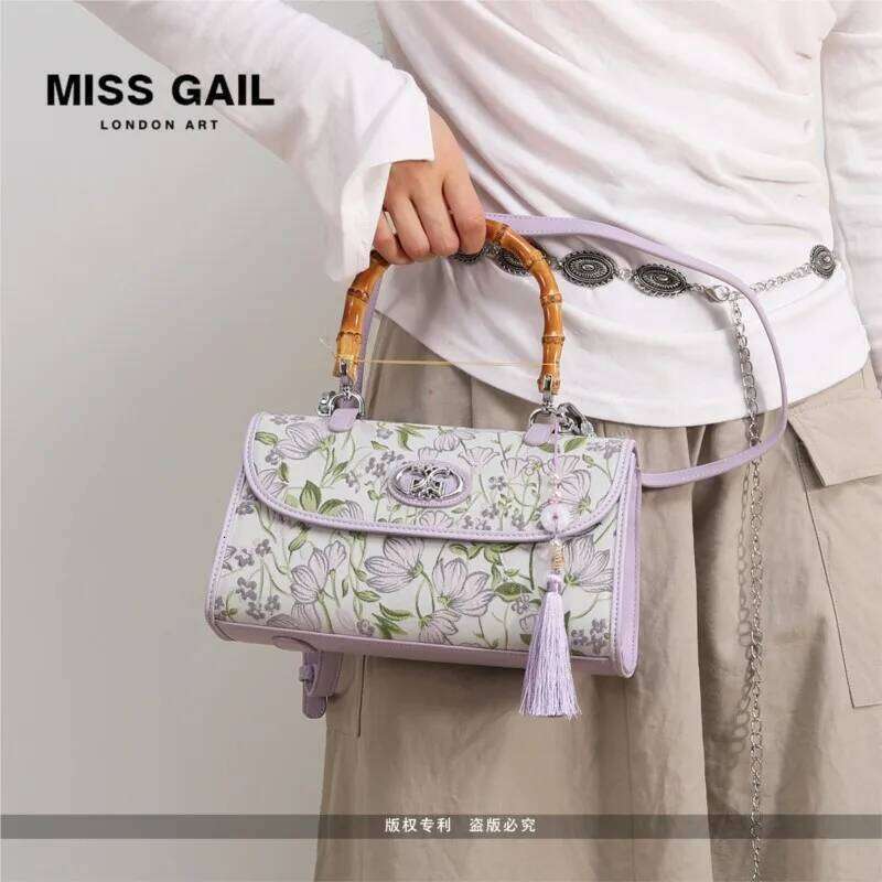 Summer Colorful Embroidered Flowers Bamboo Knot Handbag For Women 2025 Chinese Style Cheongsam Hanfu Single Shoulder Crossbody