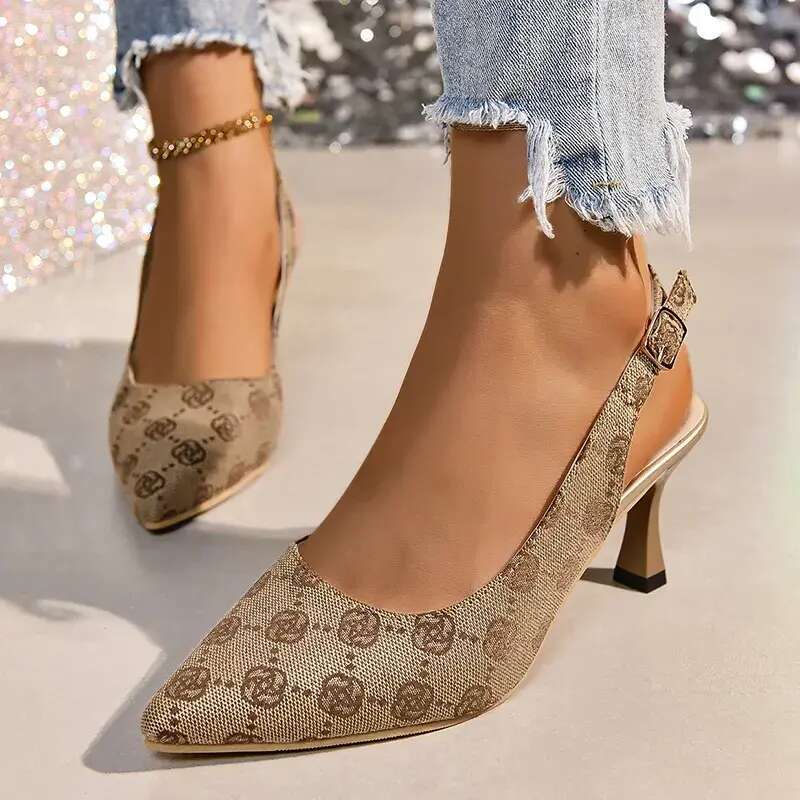 Brand Designer High Heels Sandals Women 2024 Summer Pointed Toe Ankle Straps Pumps Woman Plus Size 42 Thin Heeled Party Shoes