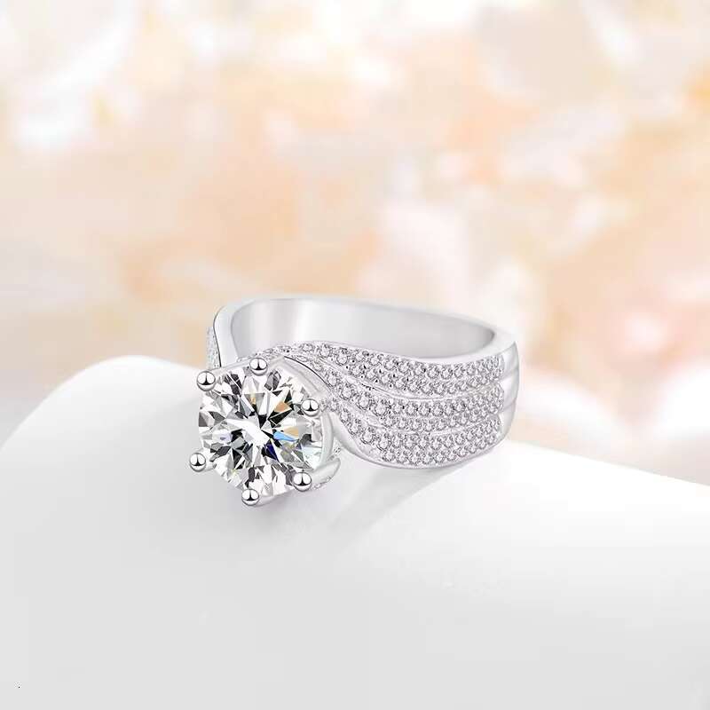 High Quality 3ct 5ct Round Cut D Color Moissanite Jewelry 925 Sterling Silver Jewelry Ring Engagement Wedding Ring for Women