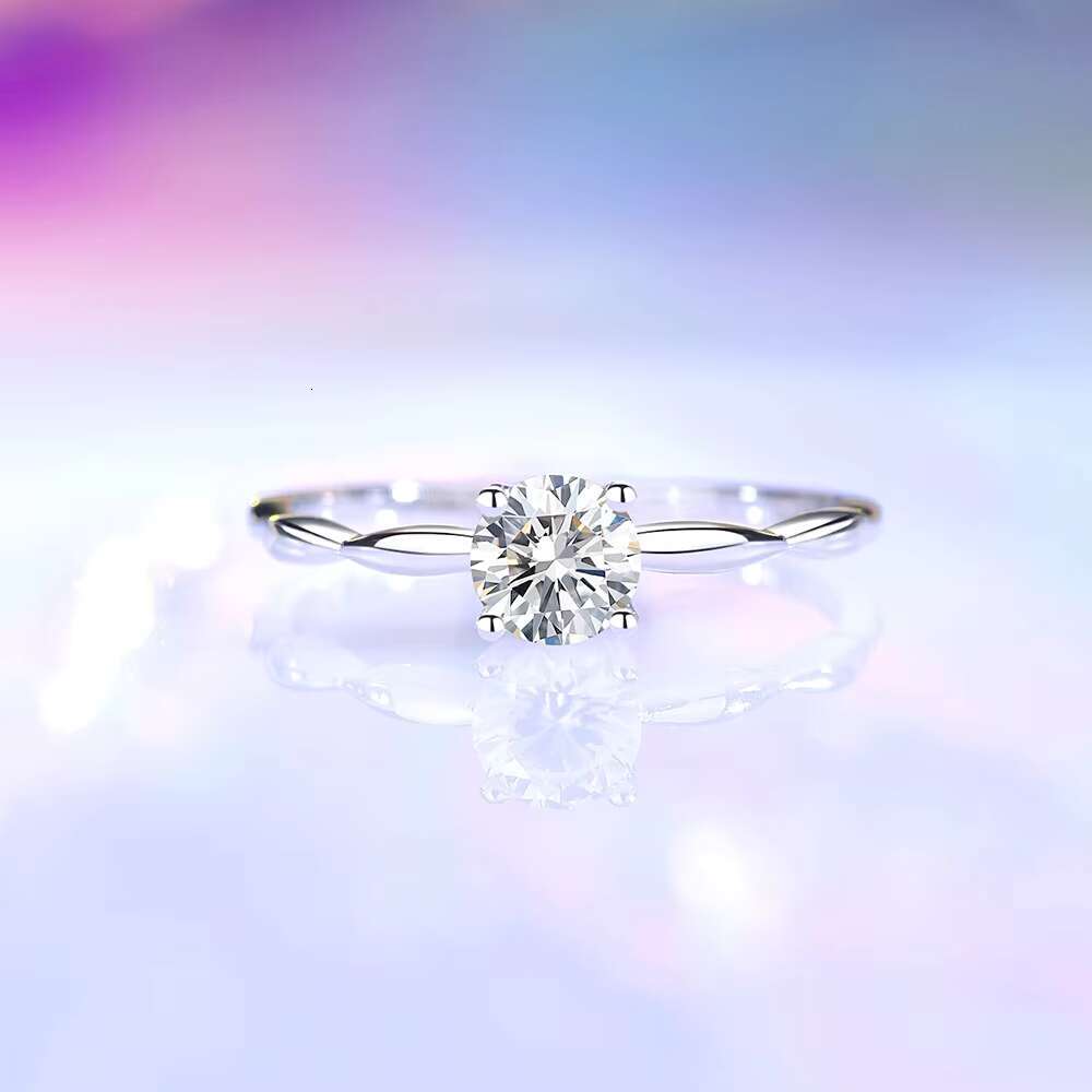 Classic Four-claw Simulated Diamond Rings 925 Sterling Silver Moissanite Solitaire Wedding Engagement Eternity Ring for Female