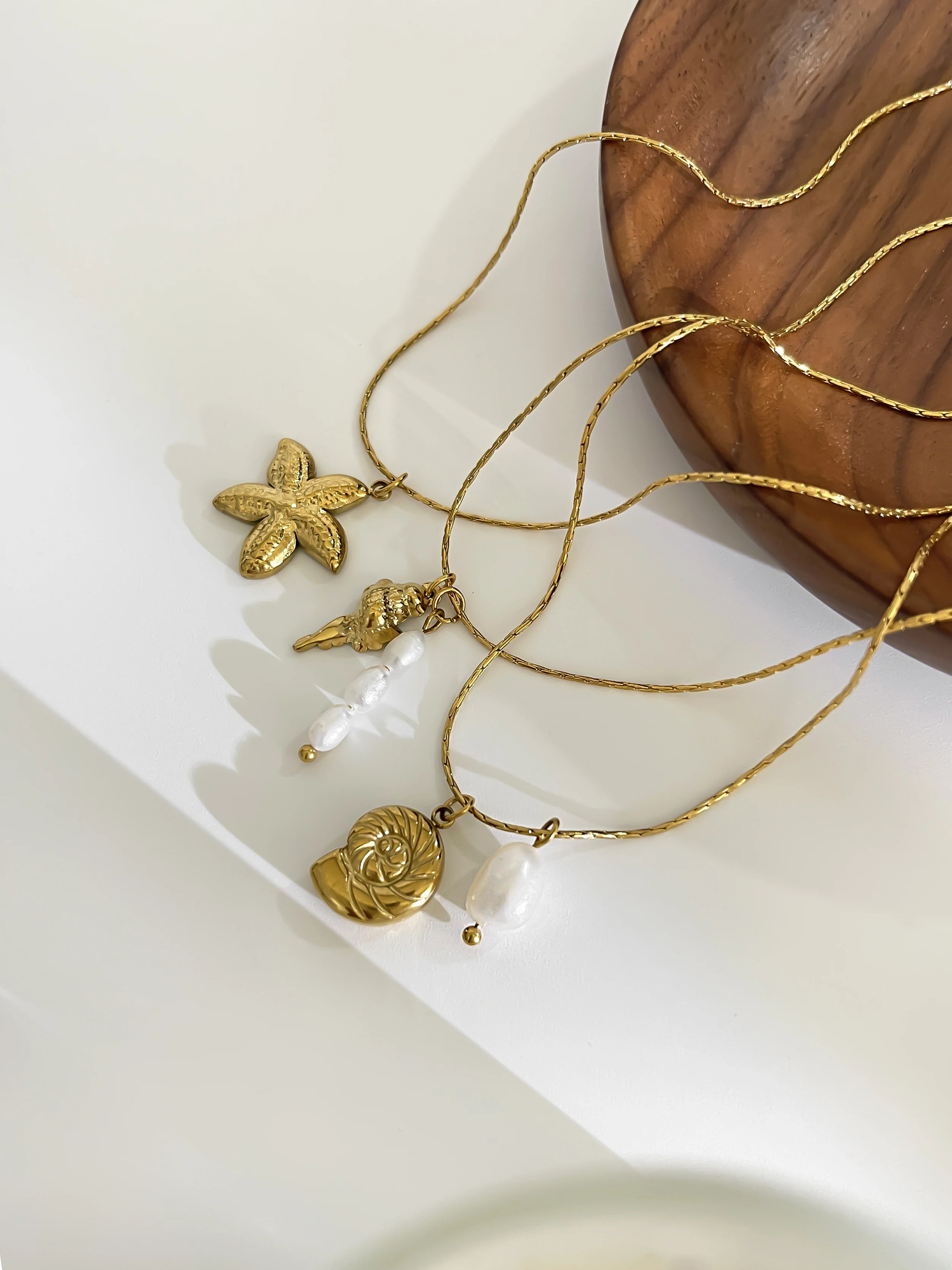 Perisbox Waterproof Beach Party Holiday Jewelry Natural Freshwater Pearl Conch Starfish Pendant Necklace Women Trendy Accessory 250522