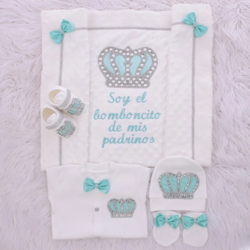 Dollbling Embroidery Name Parajam Royal UK Baby Gift Set Cotton born Nursery Bedding receiving Blanket Pography Outfit 250517