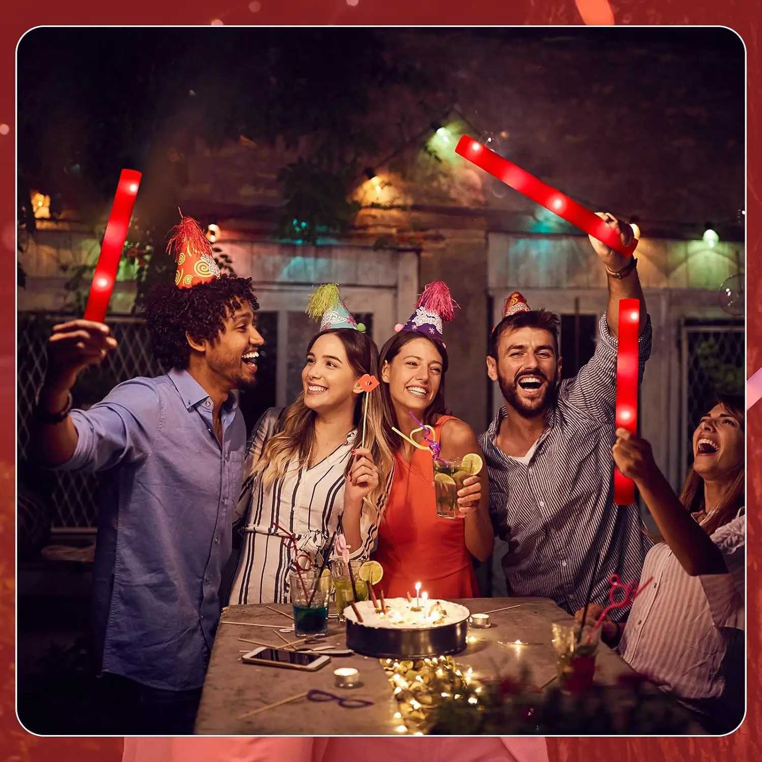 20/30pcs LED Glow Cheer Sticks Red Light Up Glow Sticks LED Foam Stick Wedding Wand Glow in The Dark Party Favors Supplies Raves W250528