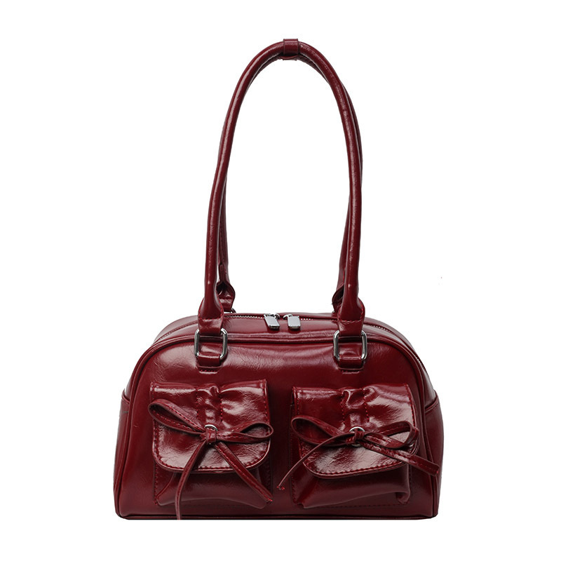 Free Shipping Designer Bag Large Capacity PU For Women 2025 New Ballet Style Bow Underarm Versatile Shoulder Bag Handbag