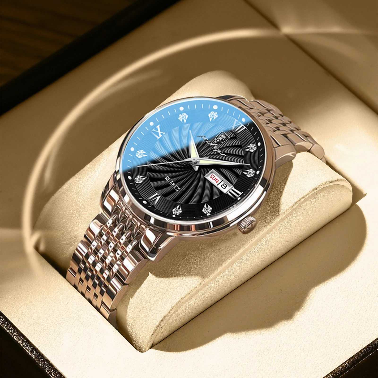 POEDAGAR Luxury Brand Man Watch Waterproof Luminous Date Week Mens Quartz Wristwatch Stainless Steel Fashion Sports Men Watches XJ250527