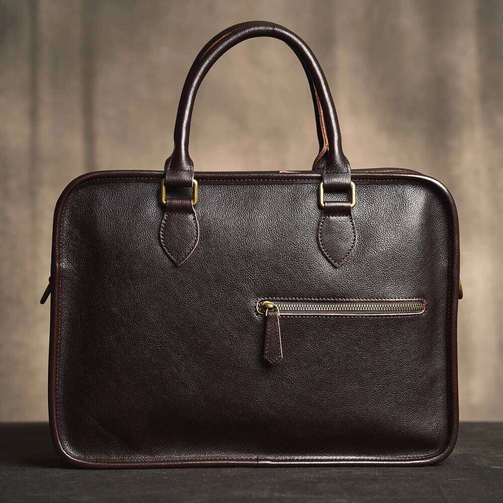 Genuine Leather Business Briefcase Casual Vintage Handbag Shoulder Messenger Men's Office Laptop 16 Inch Bag