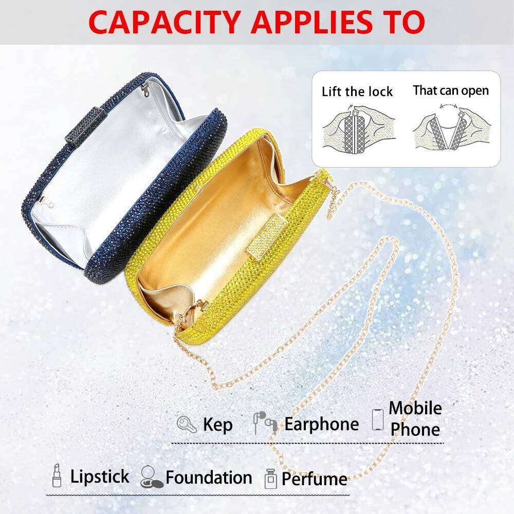 2025 Italy's latest design elegant ladies wedding party dinner gift Crystal gold sier dia evening clutch bag