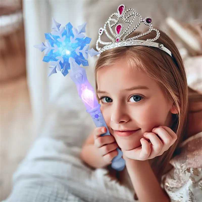 Light Up Glow Snowflake Kids Cosplay Light Up Snowflake Glowing snowflake stick Glowstick Toy birthday gift for girls W250528