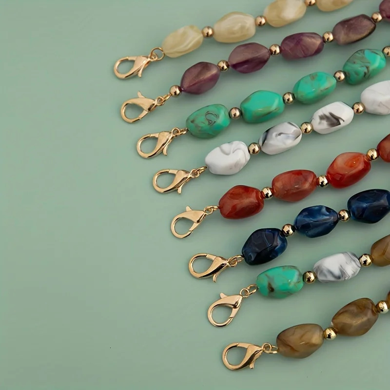 2PCS Updating Color Super Chic Lady Resin Colored Stone Handbag Strap Girls Fashion Big Size FashionBead Wristlet Purse Bag Belt 250528