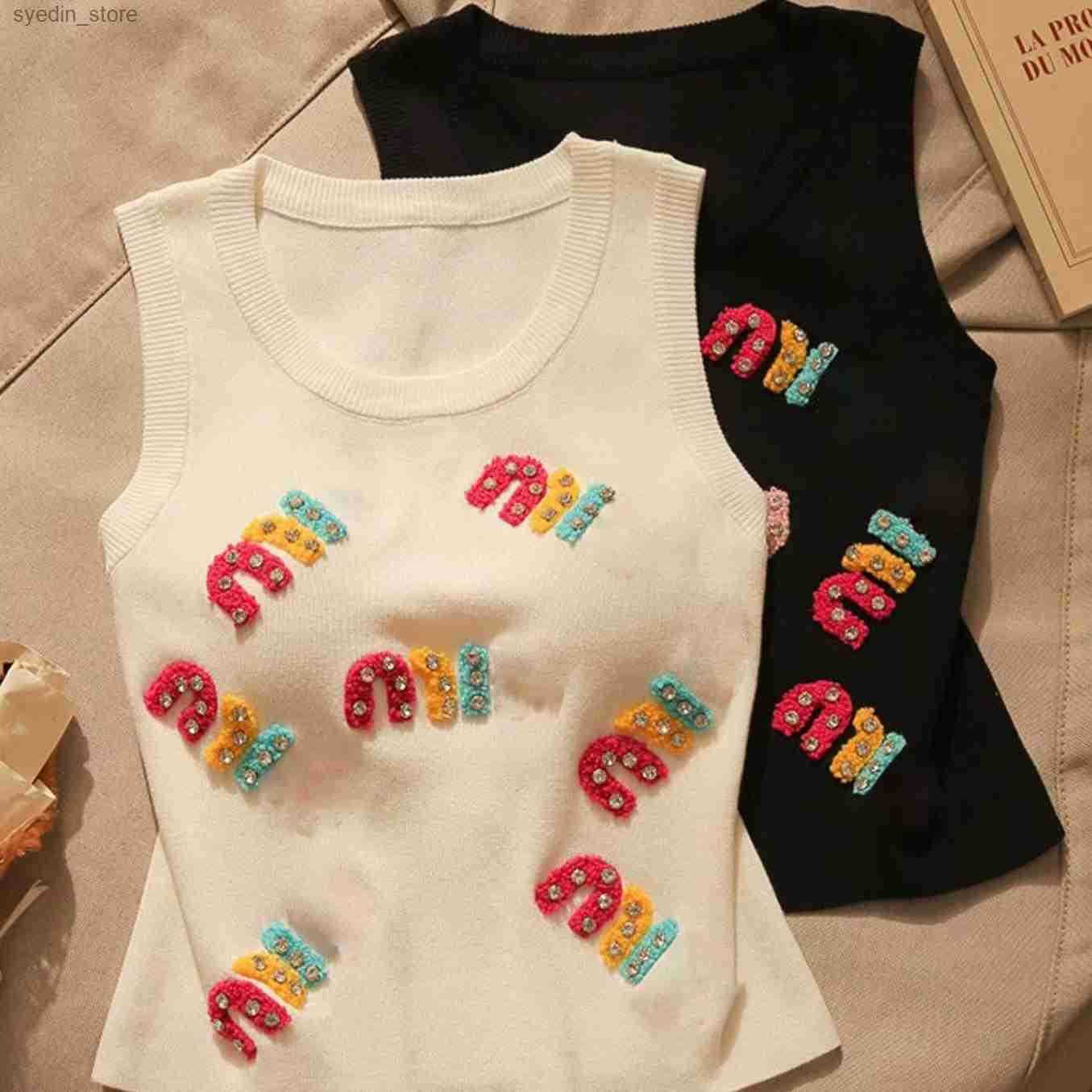 Ladies Slvel Vest Knit Letter Design Slim Fit Suspender Top - Casual Slvel Sweater Womens Bottoming Shirt for Stylish Women y250528NI3J