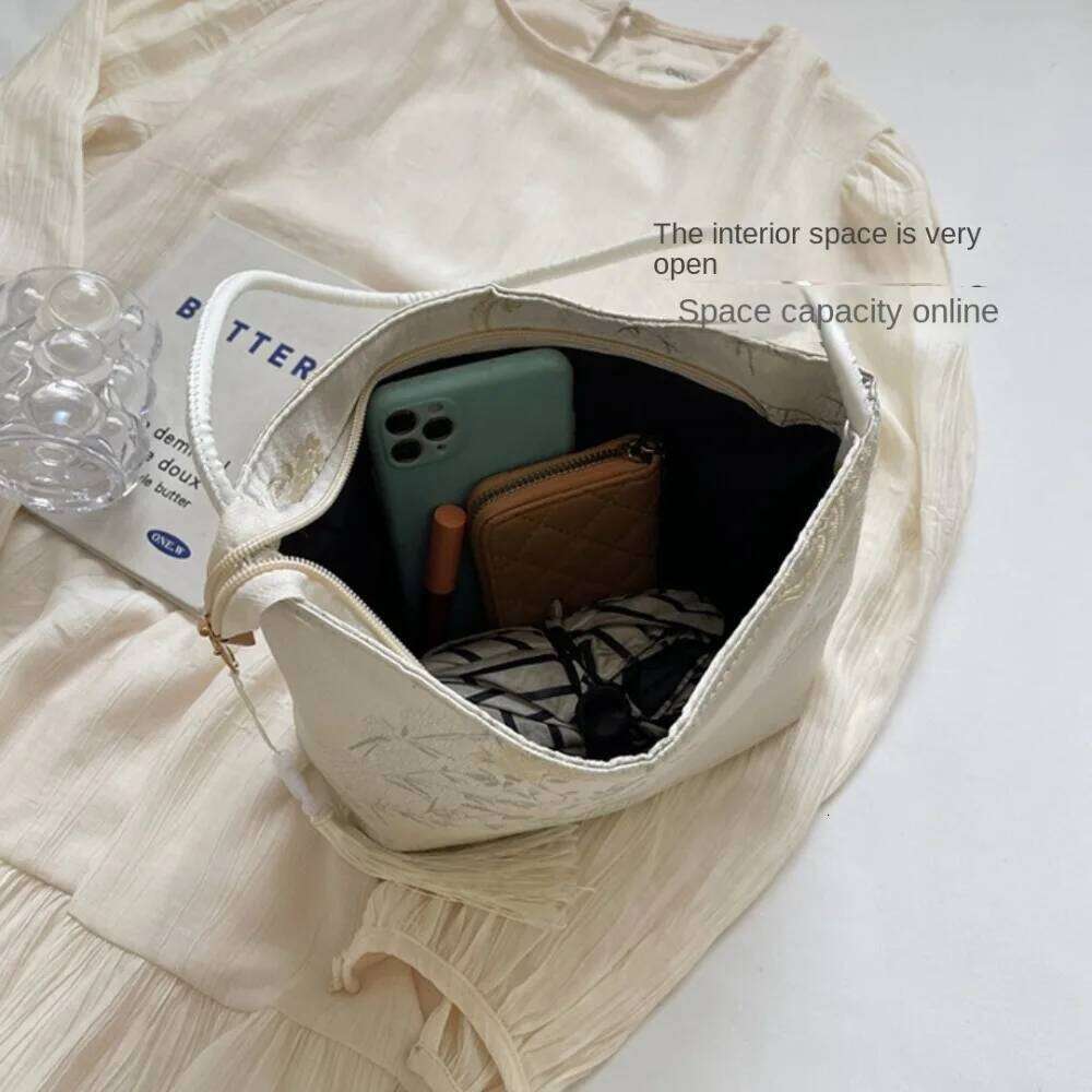 Trendy New Chinese Style Shoulder Retro Portable Women Handbags Large Capacity Bucket Messenger Bag