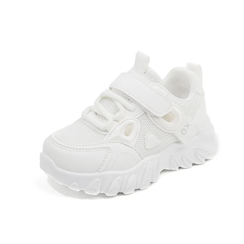 2025 Spring Autumn Boys White Shoes Girls Breathable Mesh Casual Soft Sole Sneakers Kids Running Shoes Children Sports Shoes 250528