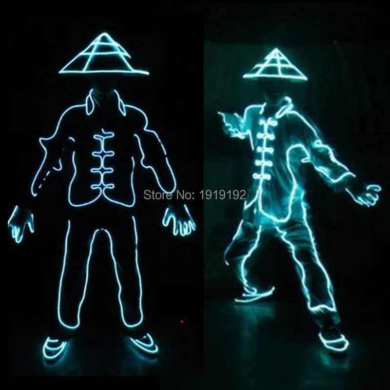 DIY Glowing EL Costume Accessory EL Wire Neon Light DIY Material Self-Make Fluorescent Clothes Luminous Costumes For Dance W250528
