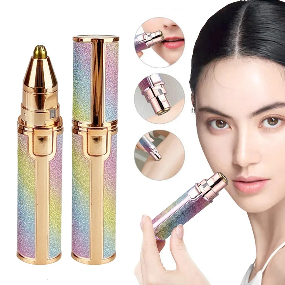 Portable 2 IN 1 Electric Epilator Eyebrow Trimmer Womens Body Lip Rechargeable Mini Painless Razor Shave Shaver 250516