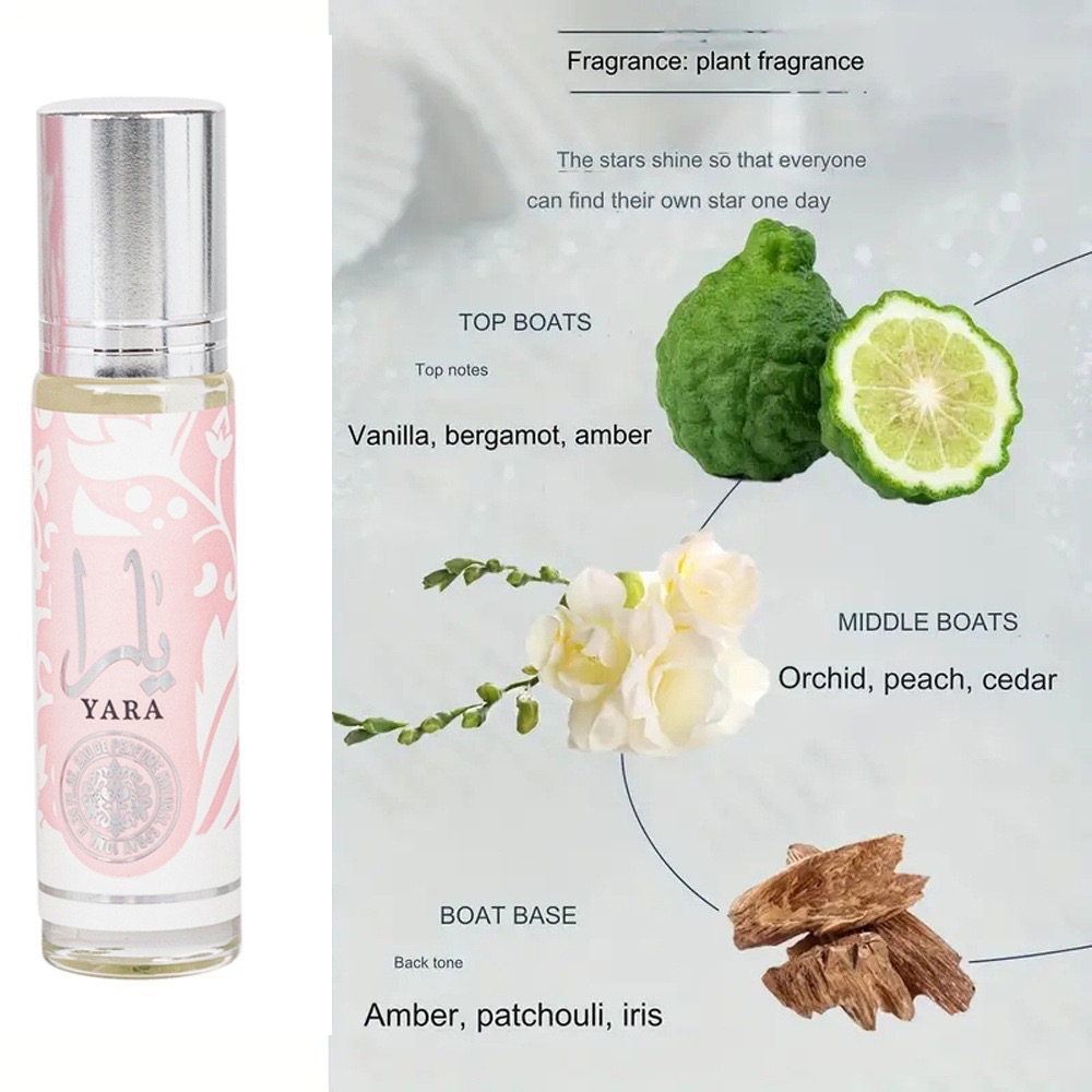Arabic Yara Rollerball Perfume For Men And Women YARA Foreign Trade Fragrance With A Long-Lasting Light Scent 10ml
