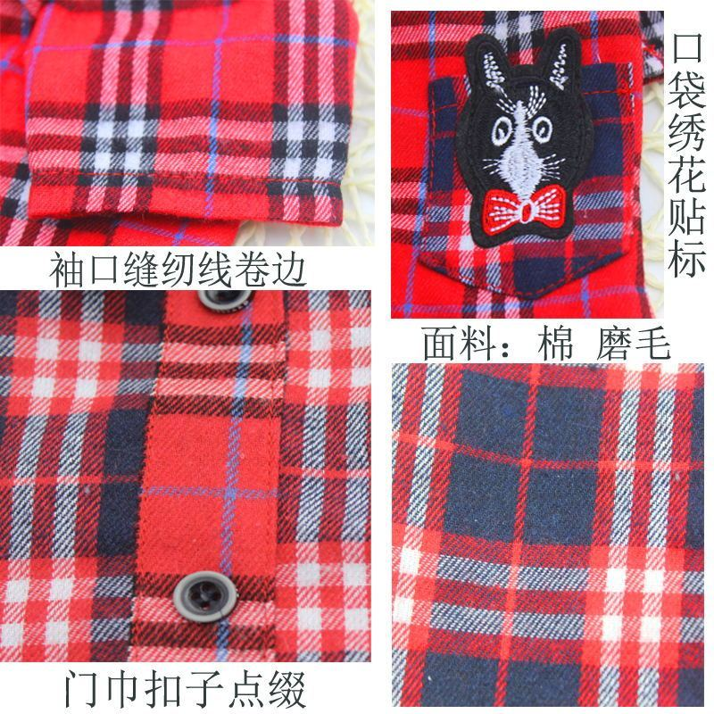 Pet clothing, checkered bow tie shirt, fashionable trend