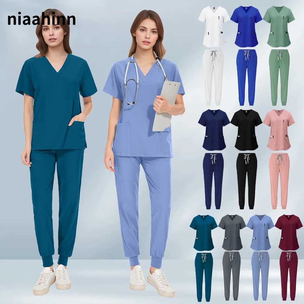 Medical Scrubs Sets Multicolor Hospital Doctor Workwear Short Slved Pharmacy Nurse Uniform Unisex Oral Dental Surgery Uniforms X2505288