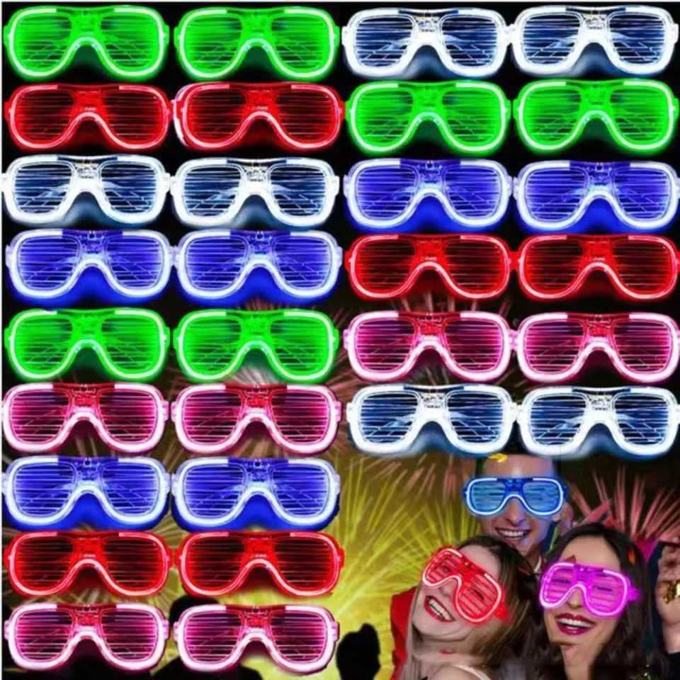 Wholesale Party Supplies Props LED Light Up Glasses Christmas Halloween Party Shutter Shades Glow Glasses LED Party Sunglasses W250528