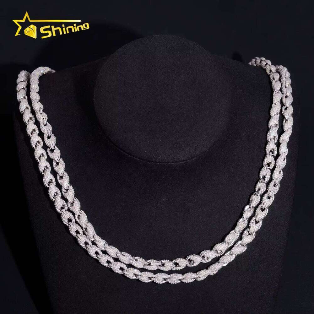 Pass Tester Hip Hop 7.5mm Sier Fully Iced Out Twist Moissanite Dia Rope Chain