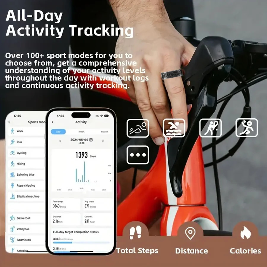 little meatball2025 Smart Ring Mens and Womens Heart Rate Oximetry Monitor IP68 Multi-Sport Mode for Android and i0s 250519