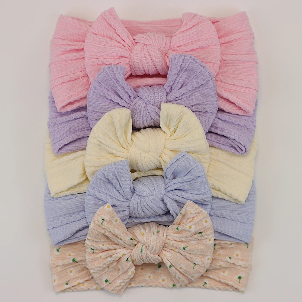 5Pcs Baby Bows Headbands Lot Elastic Knit born Baby Girl Headband Set Children Turban Kids Hair Bands Baby Hair Accessories 250528