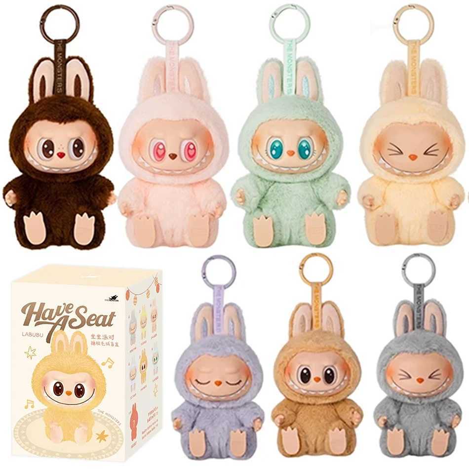 Labubu Blind Box Anime Figure Have A Seat Series Pendant Flocking Doll Model Toy Monster Keychain Toy Birthday Gift X250528