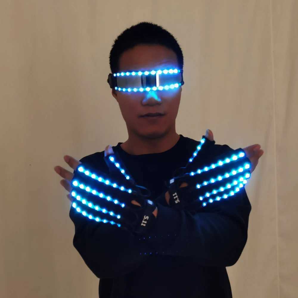 New Design LED Light Emitting Costumes LED Luminous Glasses Gloves Stage Props LED luminous Costumes W250528