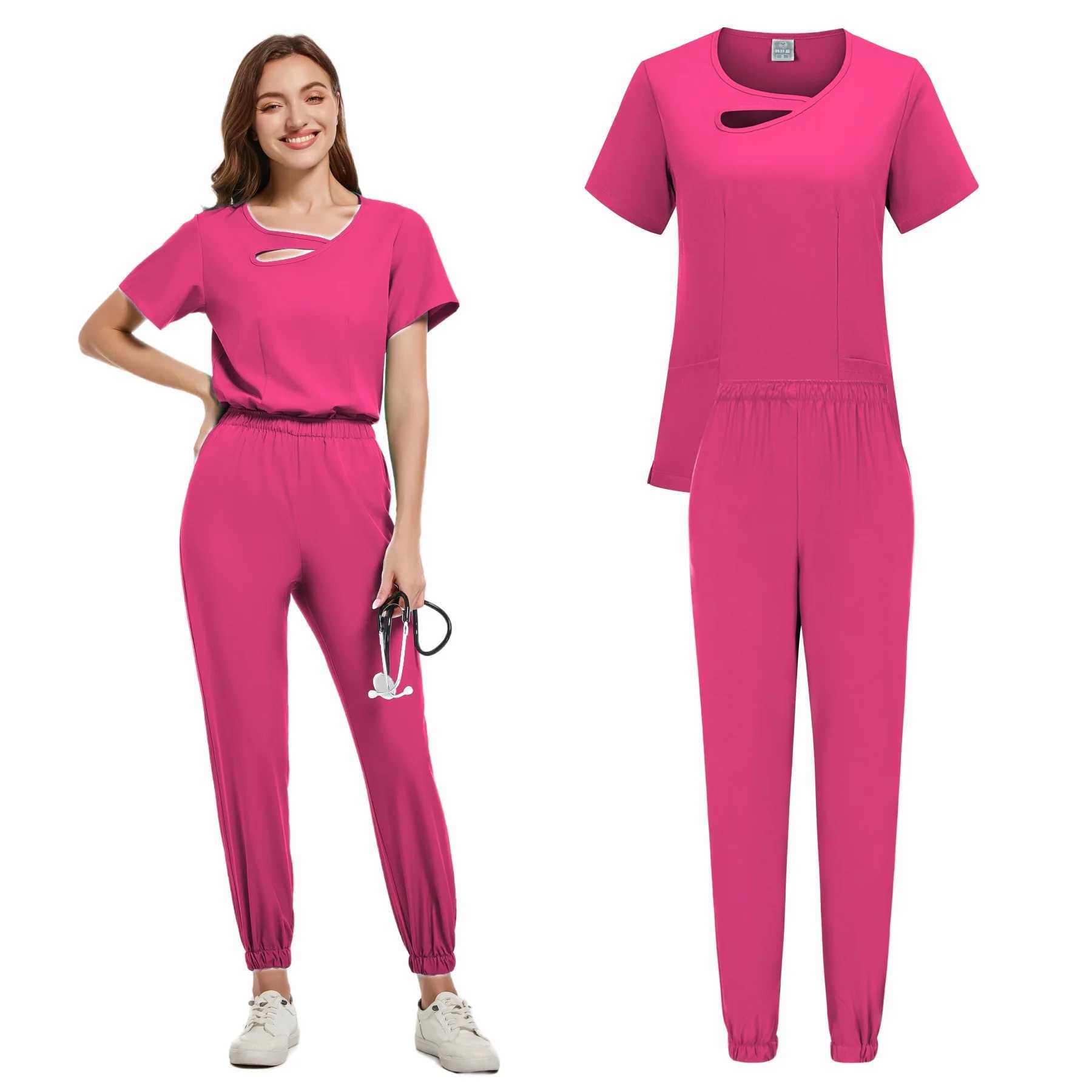 New Scrubs Set Medical Uniforms Stretch Scrub Tops With Pocket Pants Nurse Uniform Doctor Surgery Overalls Beauty Sn Workwear X2505289