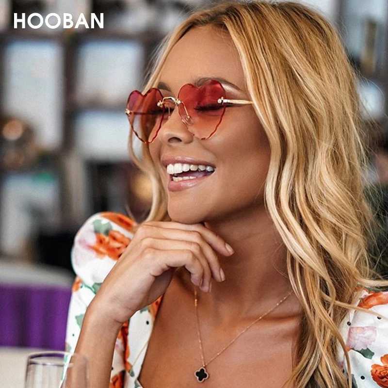 Fashion Heart Shape Women Sunglasses Brand Designer Lovely Rimless Sun Glasses For Female Vintage Pink Ladies Shades W250528