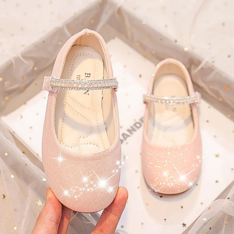 Soft Rhinestones Shine Solid Color Simple Non-slip Girls Mary Janes for Party Wedding Shows Cute leather shoes 250528