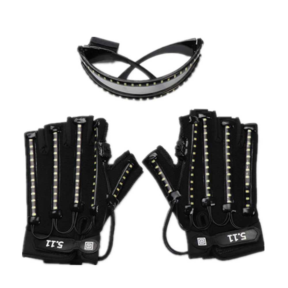 LED Glow Gloves Rave Light Flashing Finger Lighting Glow Mittens Magic Black Luminous Gloves Party Supplies Halloween W250528