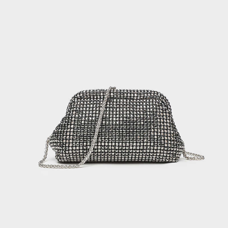 New Full Rhinestone Women's Inlaid Diamond Evening Shiny Handbag Clip Chain Shoulder Crossbody Bag