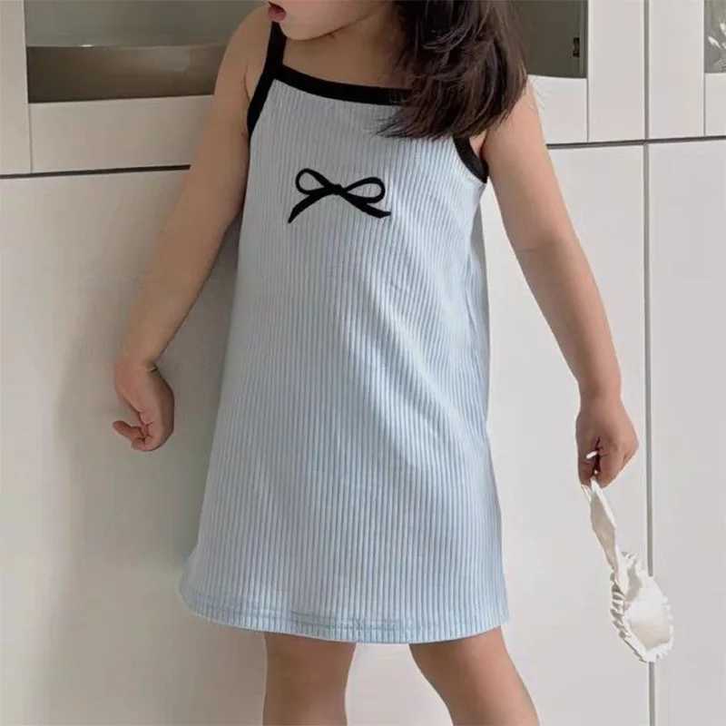 UNITIM Summer Sweet Fashionable Baby Girls Dress Strap Square Collar Bow Print Dresses For 1-8 Years Girls Casual Sling Dress X250528