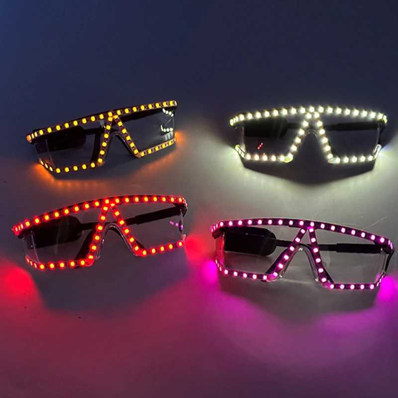 LED Light Conjoined Sunglasses NightClub Concert Masquerade Stage Performance Props LED Cool Transparent Glasses DJ Sunglasses W250528