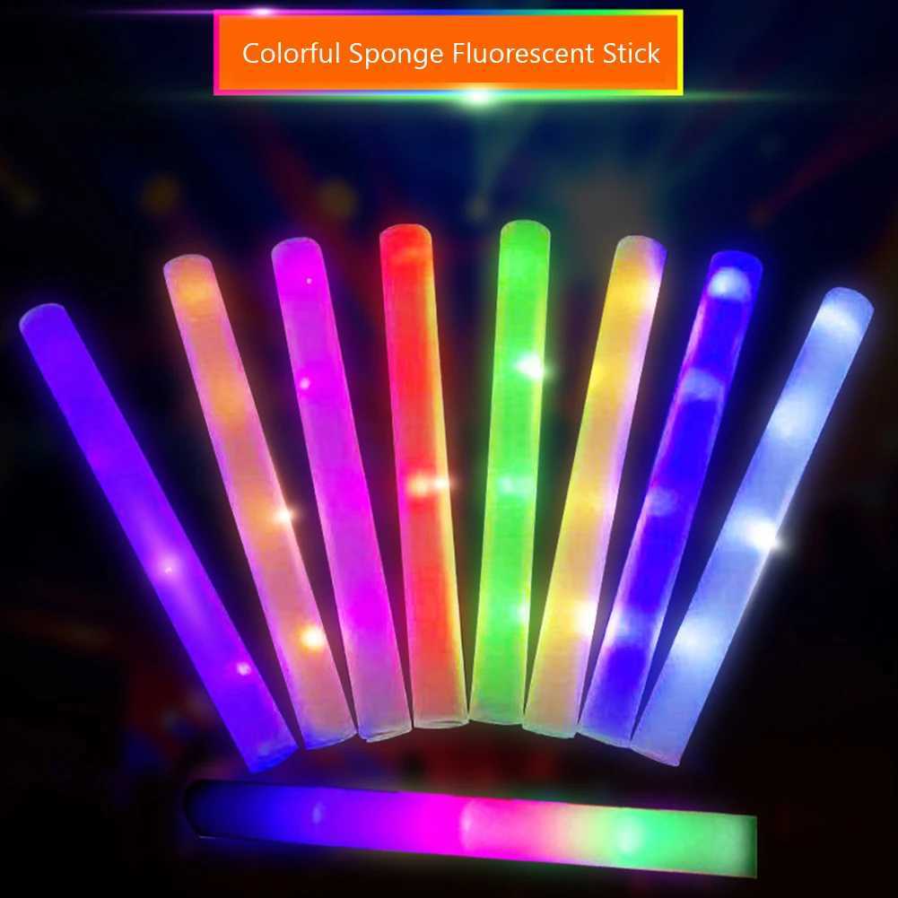 1/3/5/10/15PCS Light-Up Foam Sticks Sponge Flashing Tube Glow In The Dark Built-in Button Battery Concert Show Party Light Prop W250528