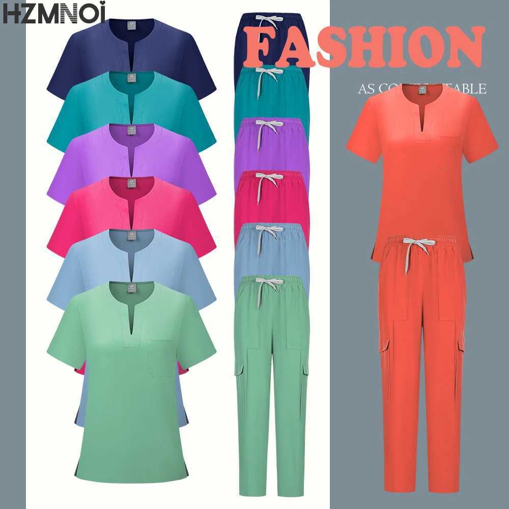 Womens Beauty Sn Overalls Operating Room Hand Washing Uniform Hand Washing Workwear Short-slved Doctor Elastic Matte Set X250528