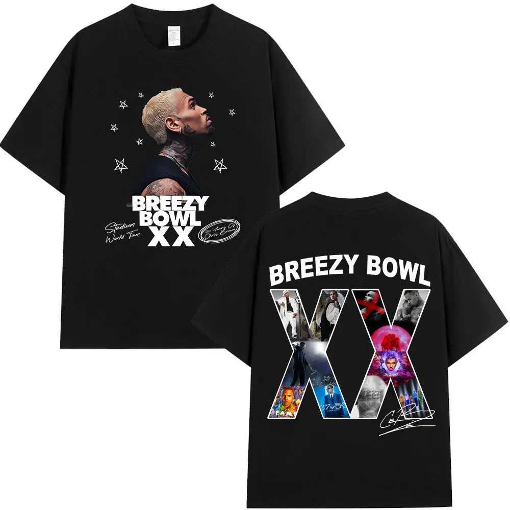 Chris Brown Brzy Bowl XX 2025 Tour Concert Merch T-shirt Mens Women Fashion Hip Hop T Shirt Cotton Casual Oversized T-shirts X250528