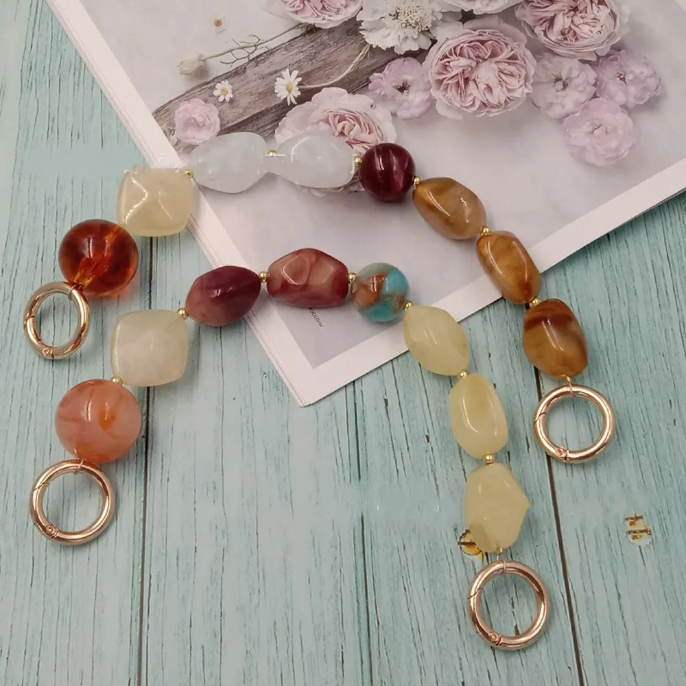 1Pcs Colorful Acrylic Handbag Strap Handle Bead Replaceable Resin Stone Wristlet Purse Bag Belt DIY Bag Parts Accessories 250528