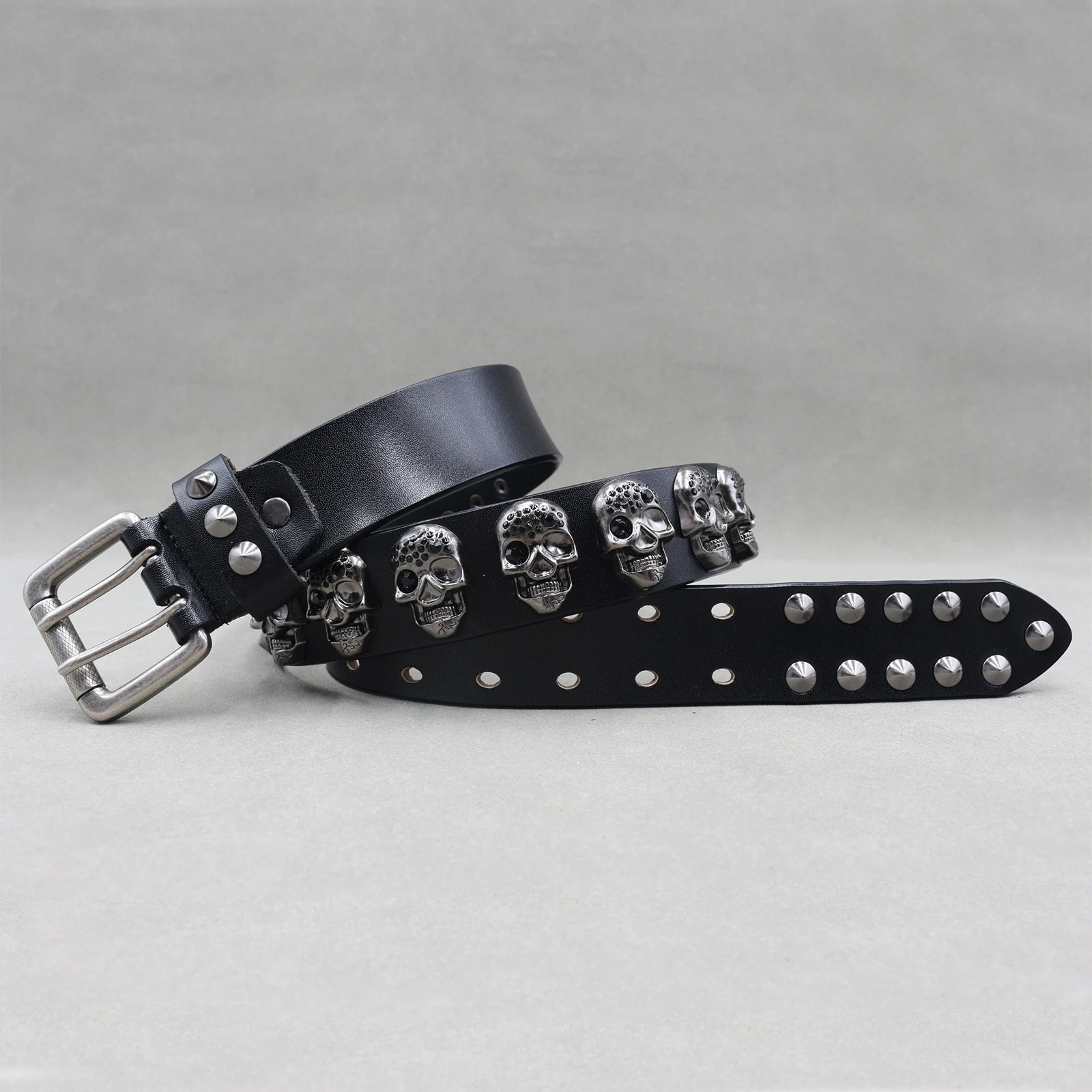 Heavy Metal Punk Belt Genuine Leather Hip Hop Belts For Men Cross Rivet Jeans belt male Strap Ceinture Homme belt 250520