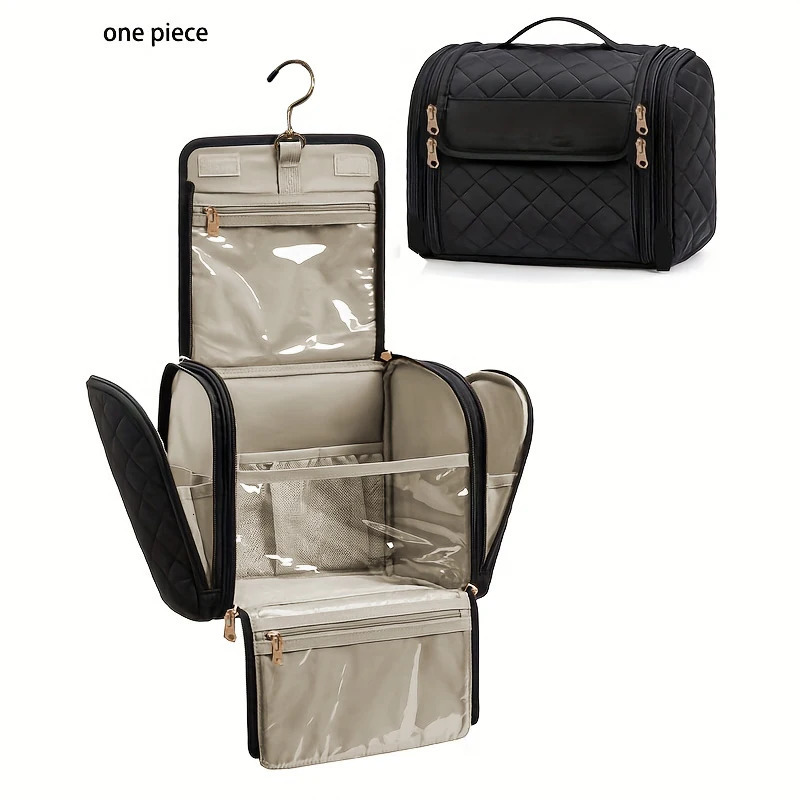 Makeup Bag for Women with Hanging Hook Large Portable Capacity Organizer Travel Case for Toiletries and Cosmetics 250527