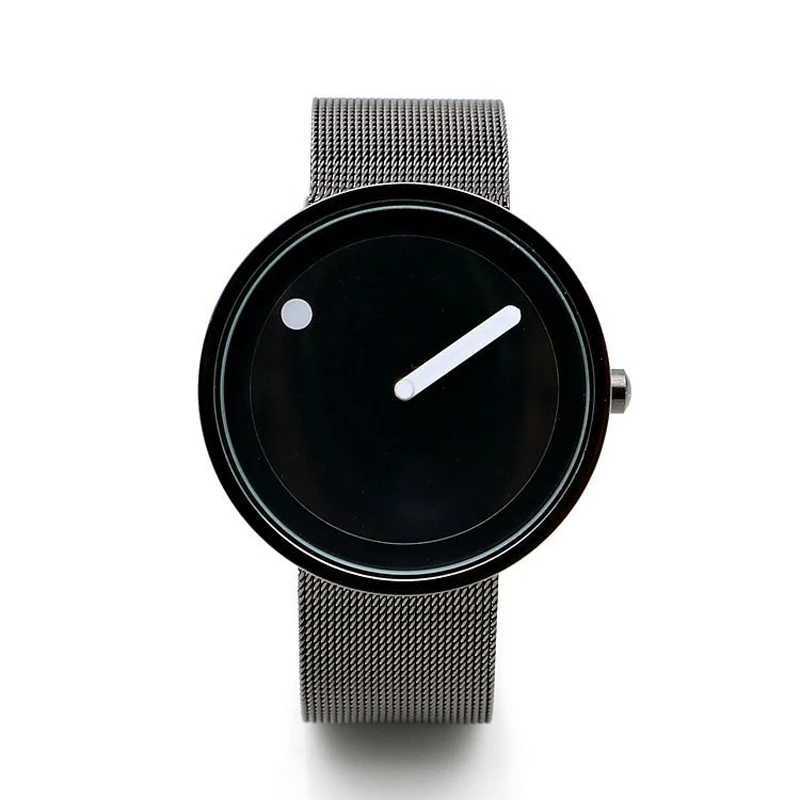Men Watch Simple Creative Design Trendy Personality Steel Strip Leather Vertical Line Dots Women Fashion Quartz Clock WatchesXJ250527