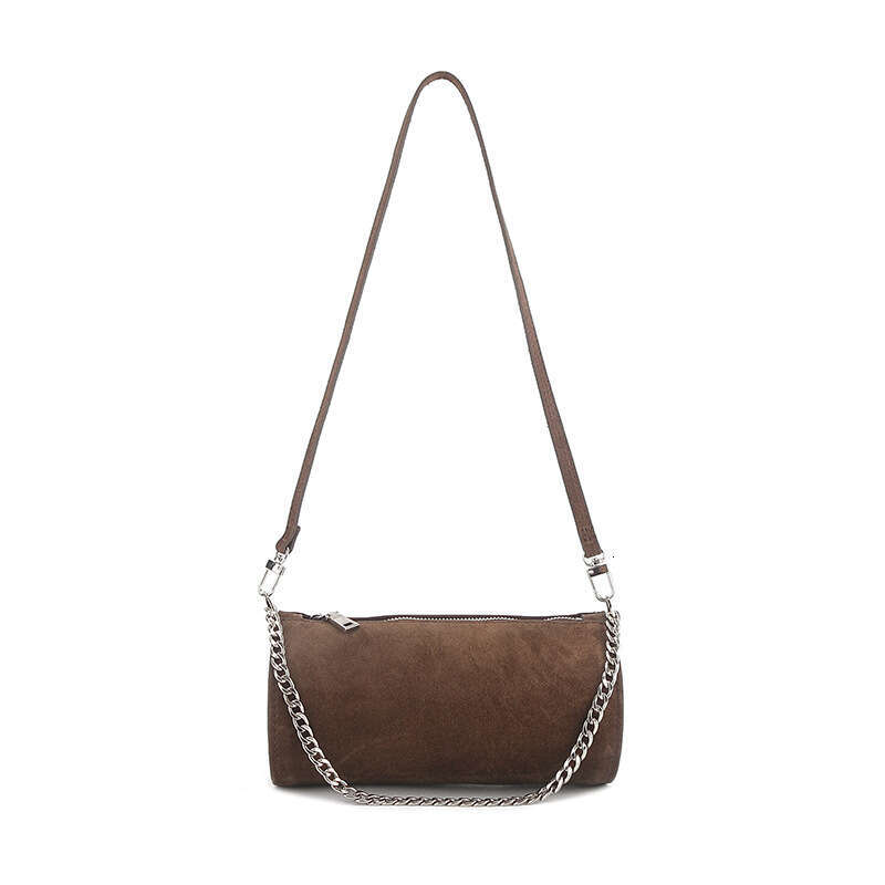 for Women New Genuine Leather Matte Round Barrel Shoulder Fashion Simple Underarm Bag High-end Niche Handbag