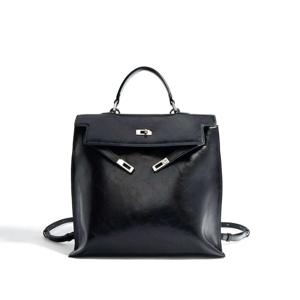 Free Shopping New Style Genuine Women's Handbag Handmade Cow Leather Single Shoulder Sling Backpack Handheld Multi-Functional Bag